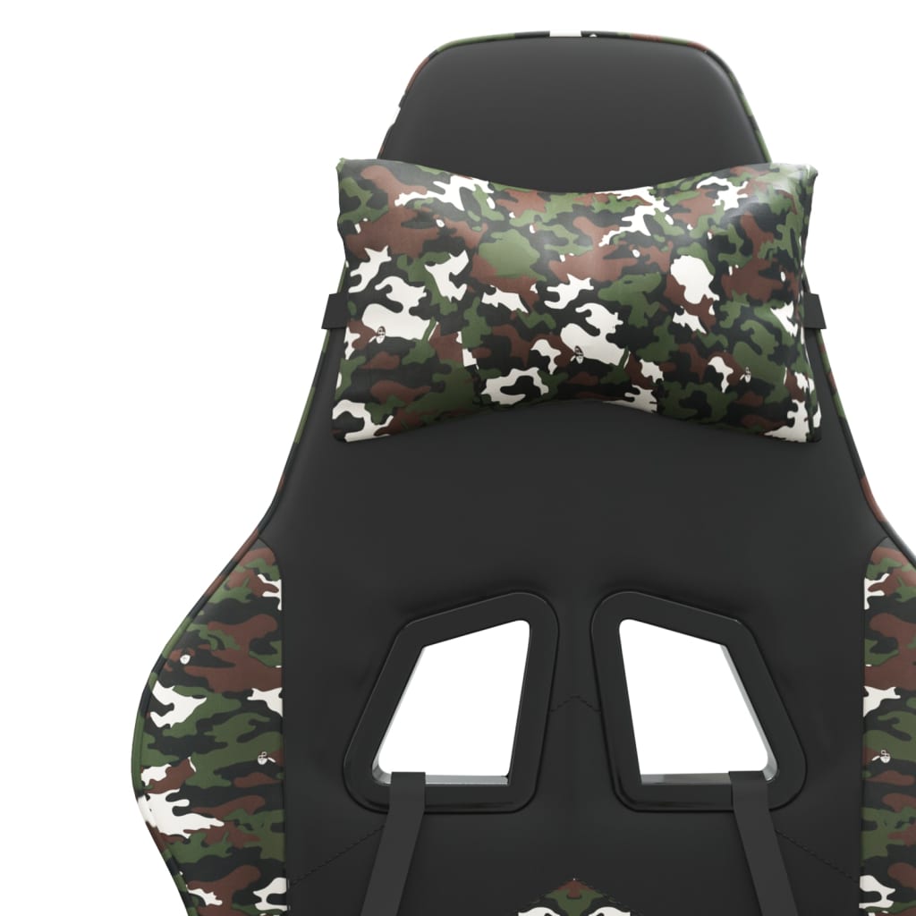 Silla gaming giratoria cuero sintético negro y camuflaje vidaXL