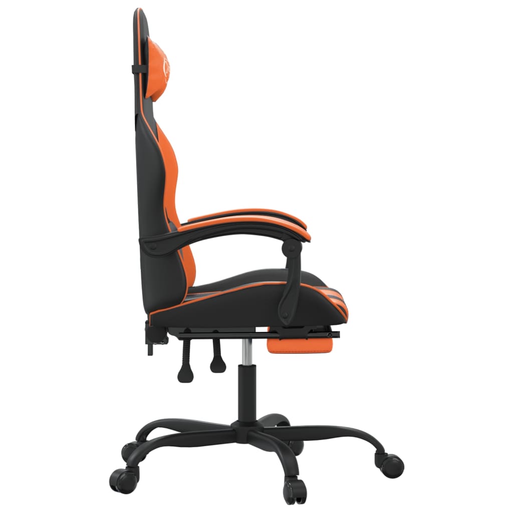 Silla gaming giratoria reposapiés cuero sintético negro naranja vidaXL