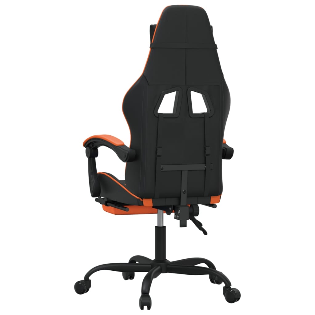 Silla gaming giratoria reposapiés cuero sintético negro naranja vidaXL