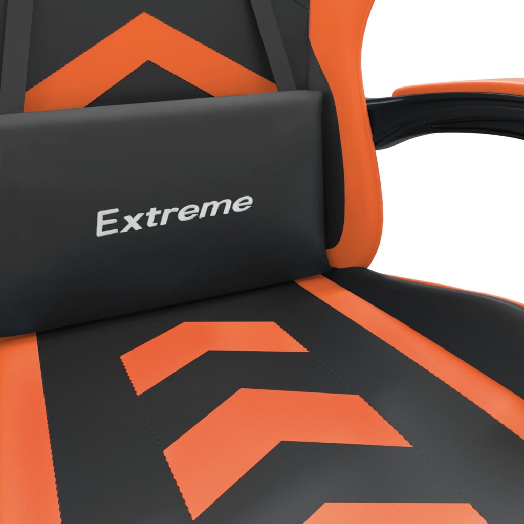 Silla gaming giratoria reposapiés cuero sintético negro naranja vidaXL