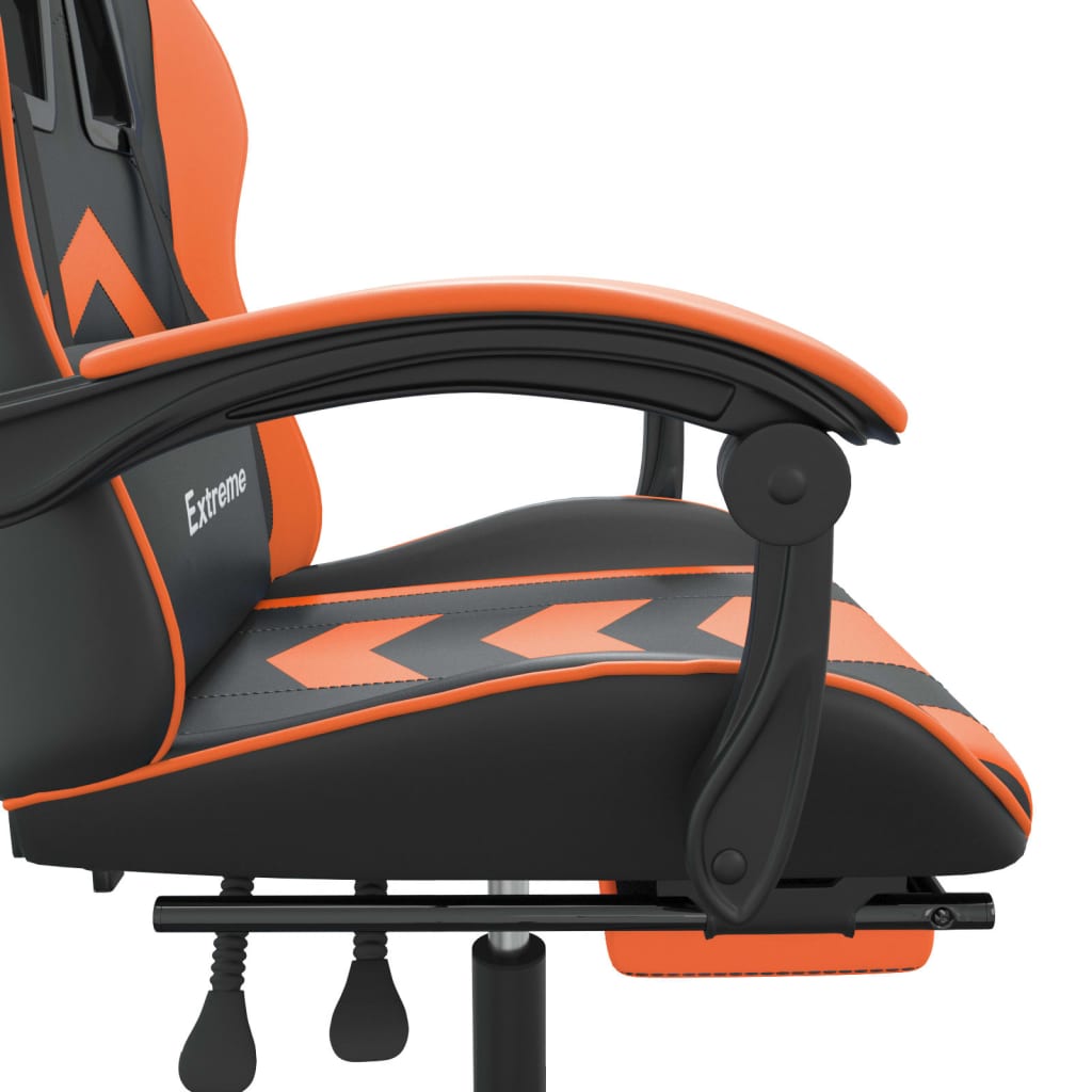 Silla gaming giratoria reposapiés cuero sintético negro naranja vidaXL