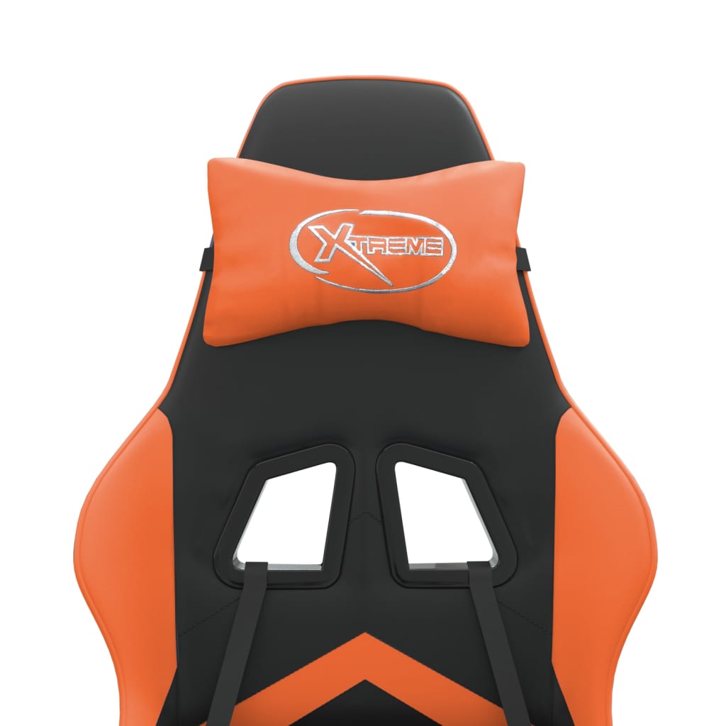 Silla gaming giratoria reposapiés cuero sintético negro naranja vidaXL