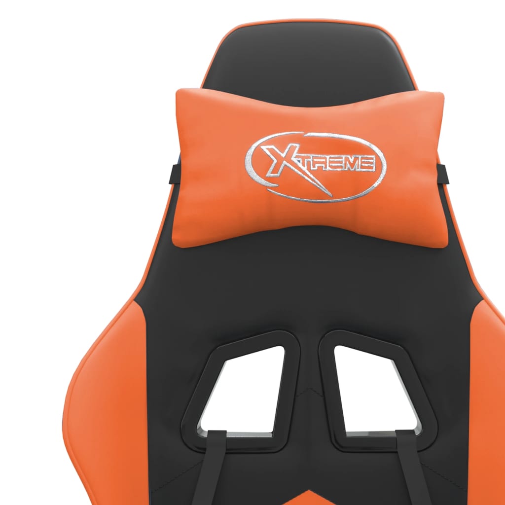 Silla gaming giratoria reposapiés cuero sintético negro naranja vidaXL