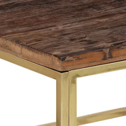 Mesa de centro de acero inoxidable dorado y madera maciza V9281 Vetonek