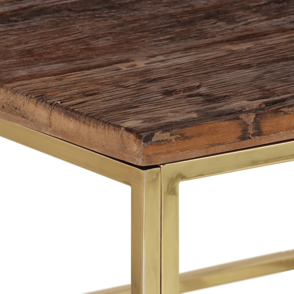 Mesa de centro de acero inoxidable dorado y madera maciza V9281 Vetonek