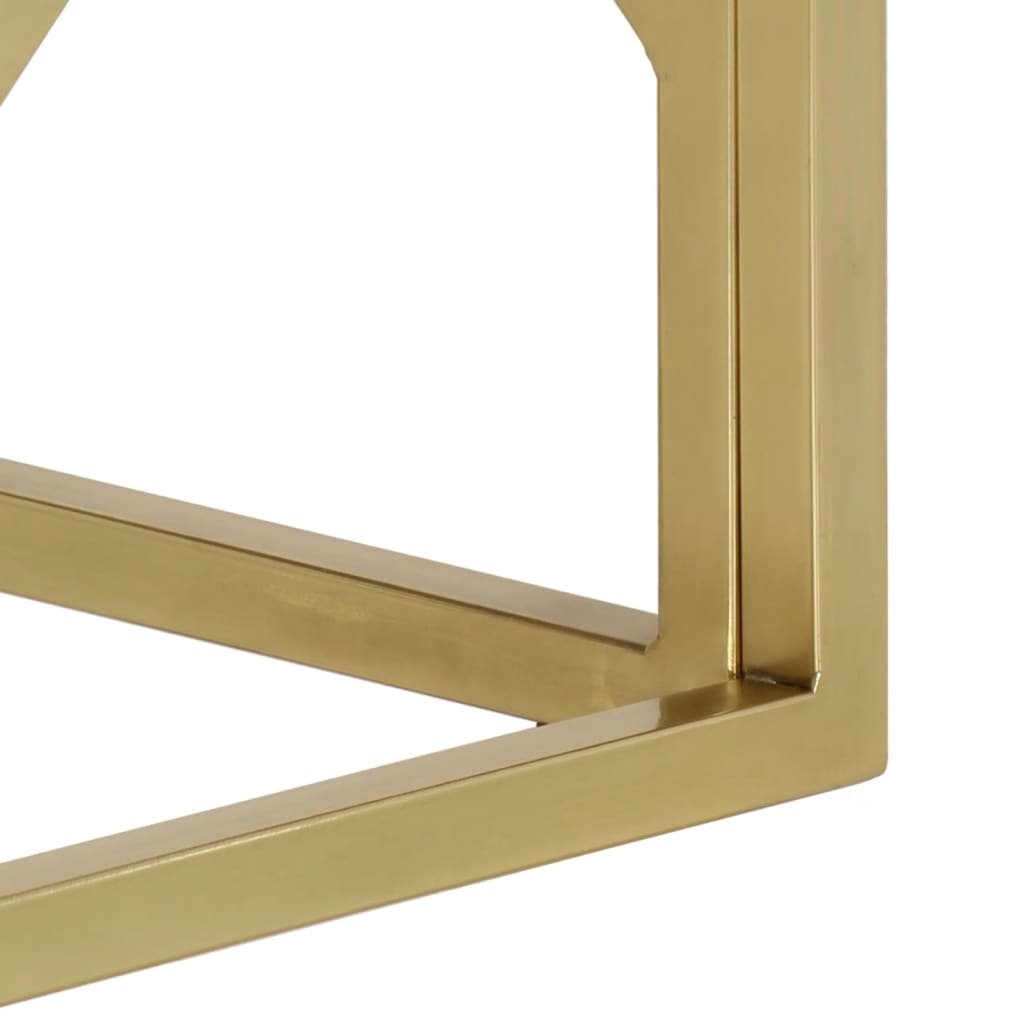 Mesa de centro de acero inoxidable dorado y madera maciza V9281 Vetonek