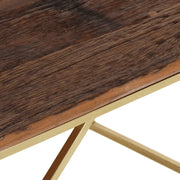 Mesa de centro de acero inoxidable dorado y madera maciza V9281 Vetonek