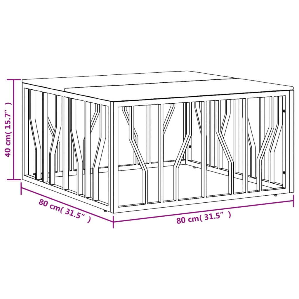 Acier inoxydable et table centrale en bois massif ACACIA