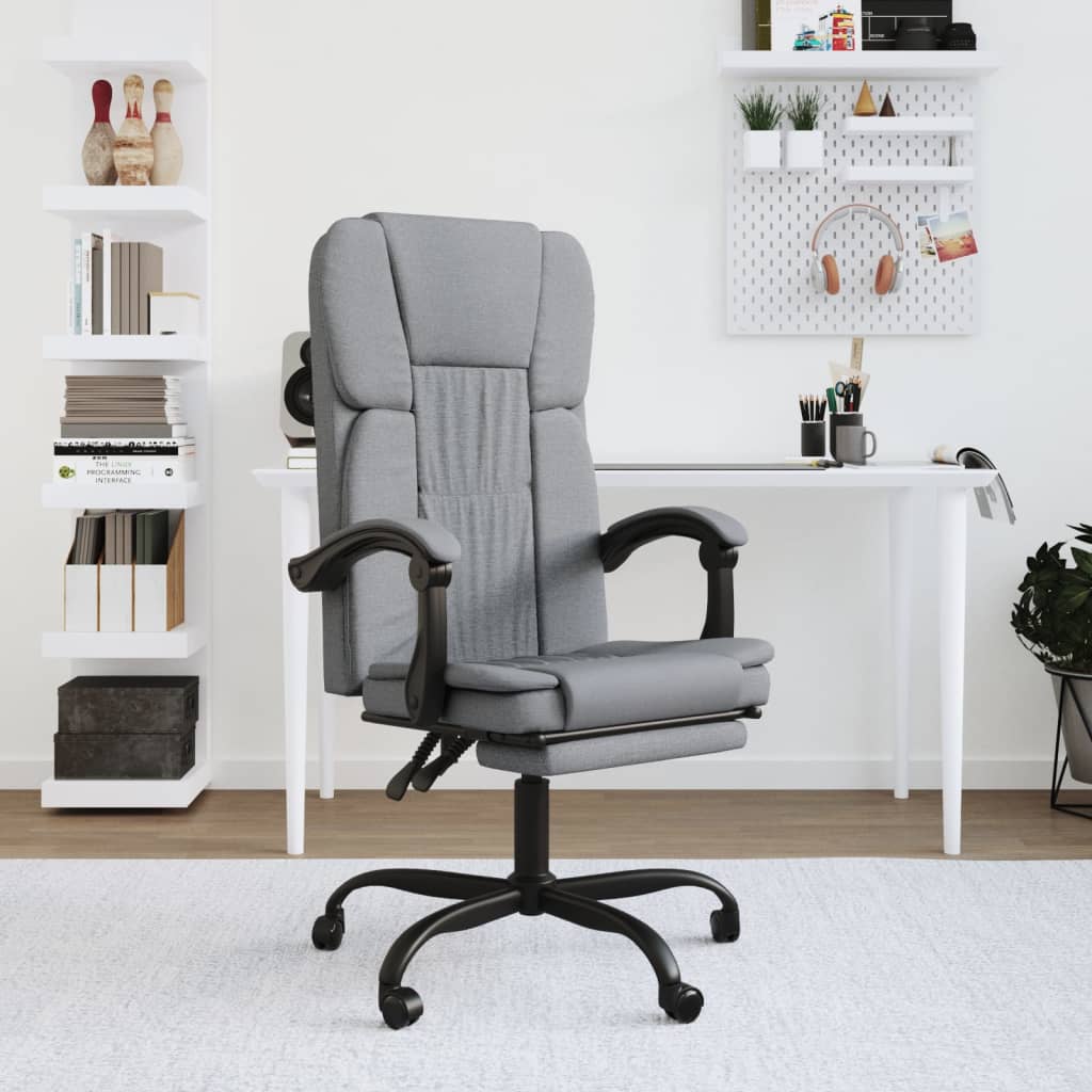 Vetonek Silla de oficina reclinable de tela gris claro