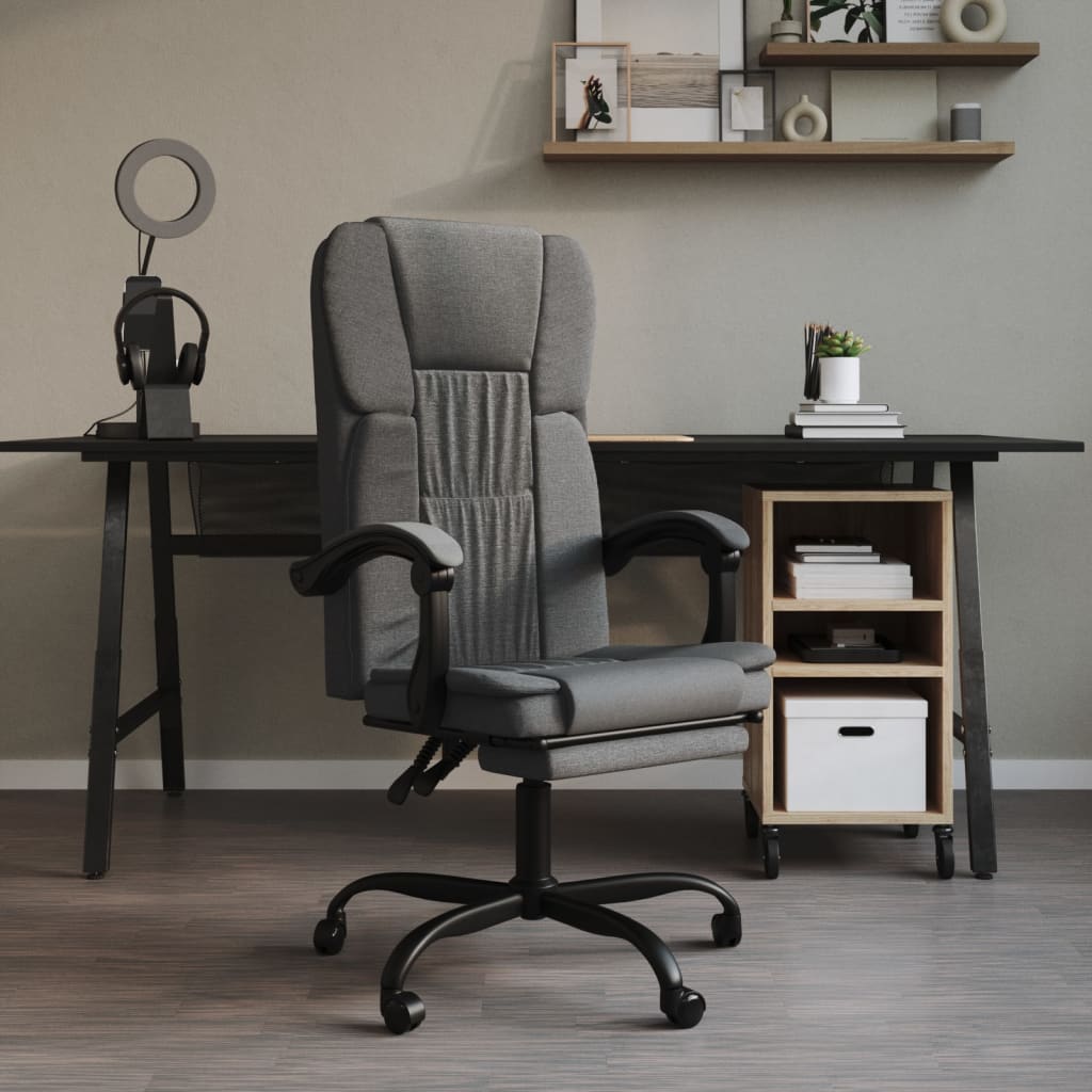 Vetonek Silla de oficina reclinable de tela gris oscuro