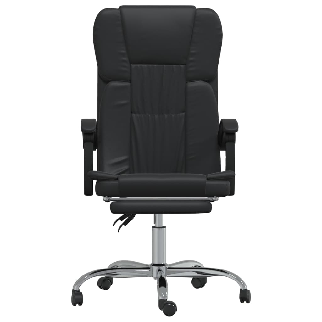 Black synthetic leather reclining office chair