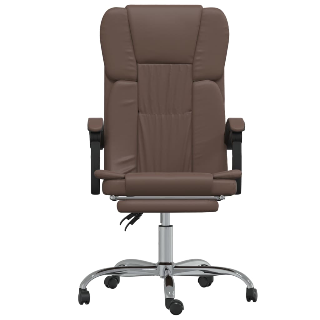 Reclinable office chair Brown synthetic leather