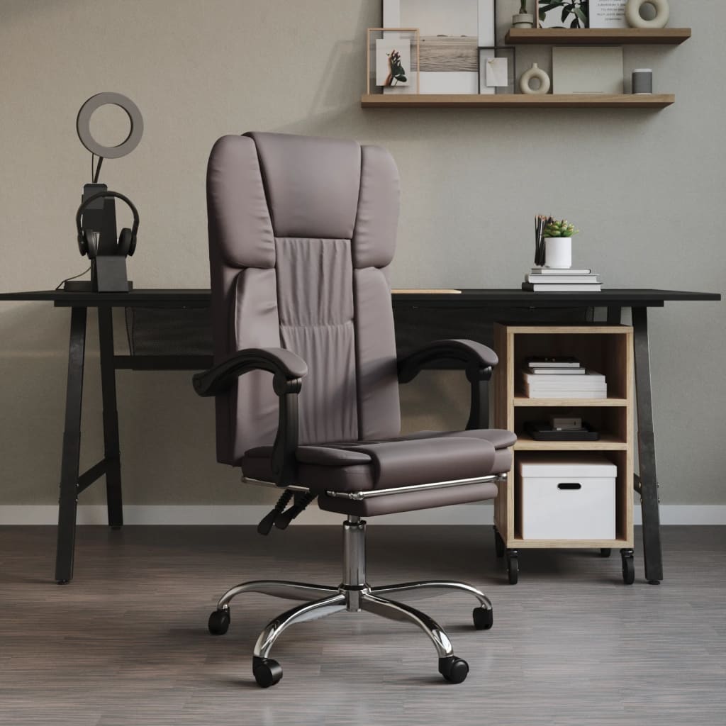 Vetonek Silla de oficina reclinable cuero sintético gris