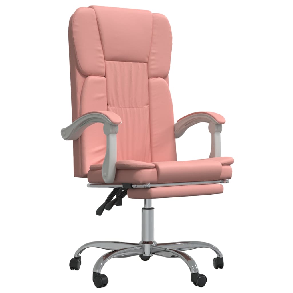 Silla de oficina reclinable cuero sintético rosa vidaXL