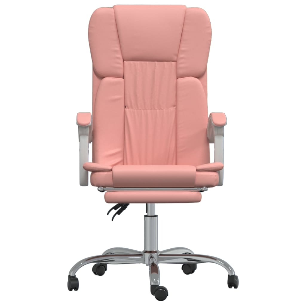 Silla de oficina reclinable cuero sintético rosa vidaXL