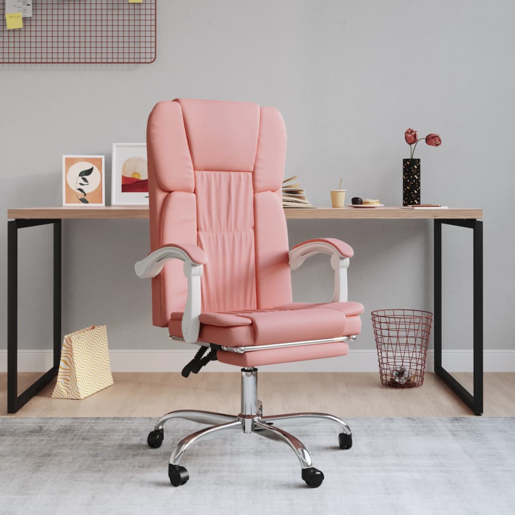 Vetonek Silla de oficina reclinable cuero sintético rosa