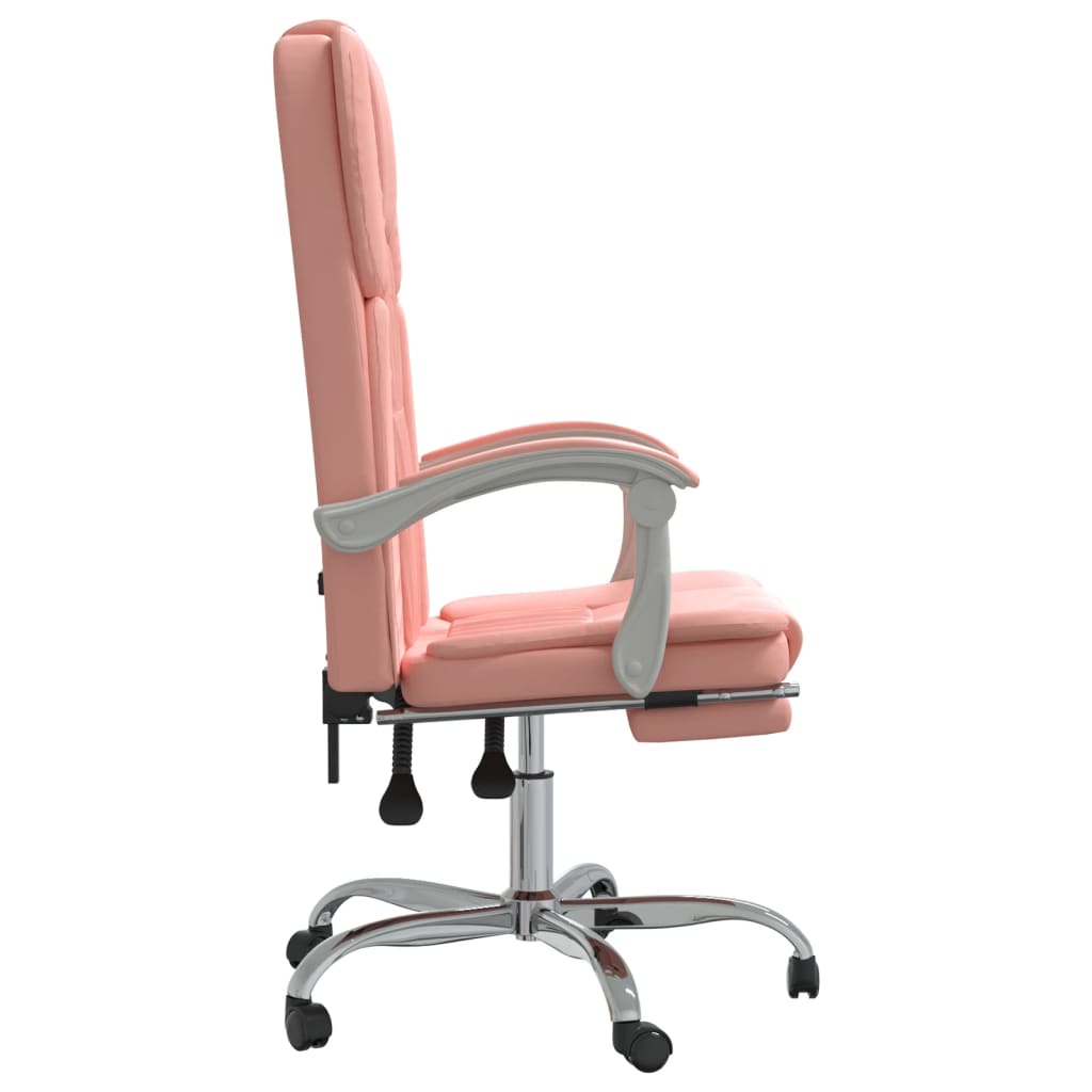 Silla de oficina reclinable cuero sintético rosa vidaXL