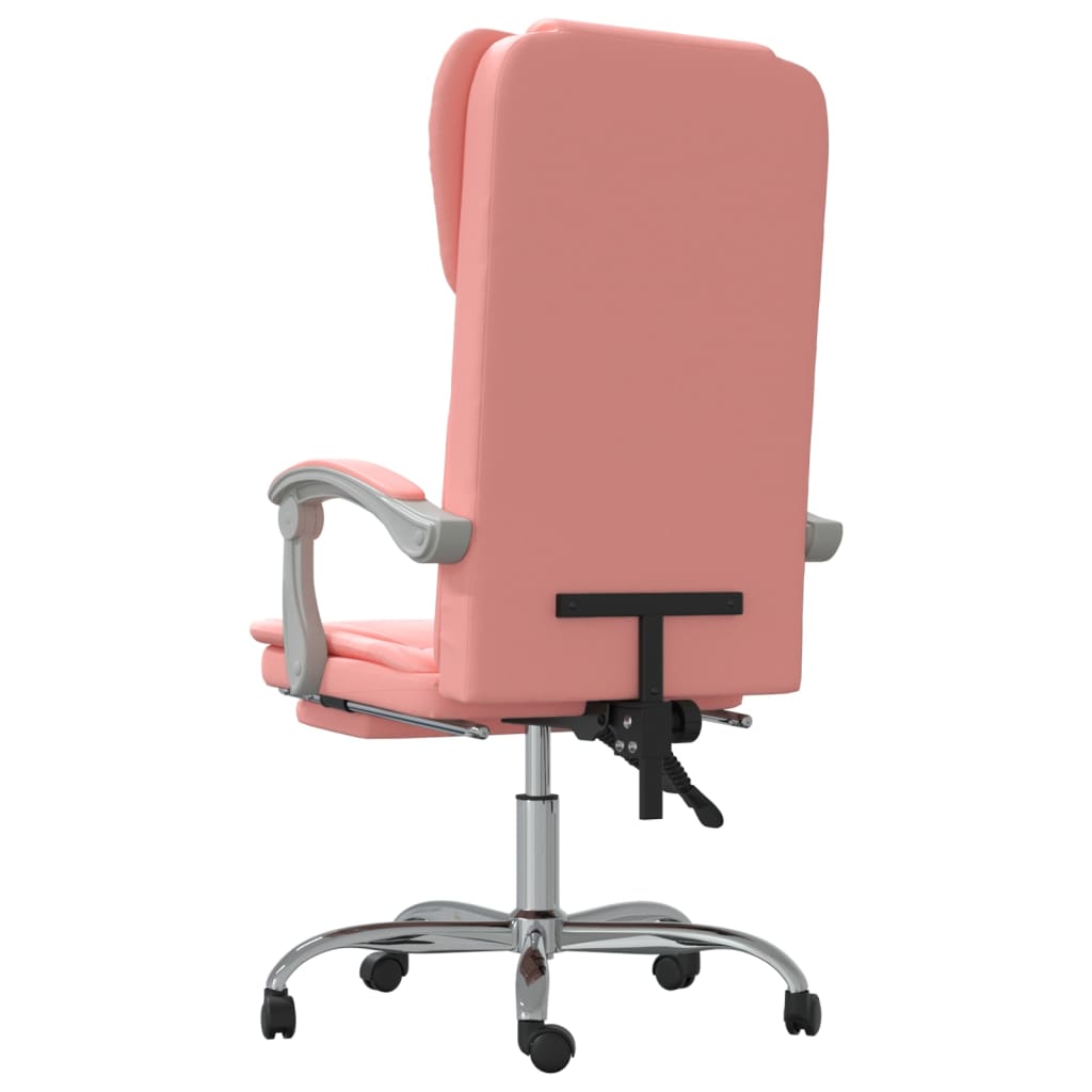 Silla de oficina reclinable cuero sintético rosa vidaXL