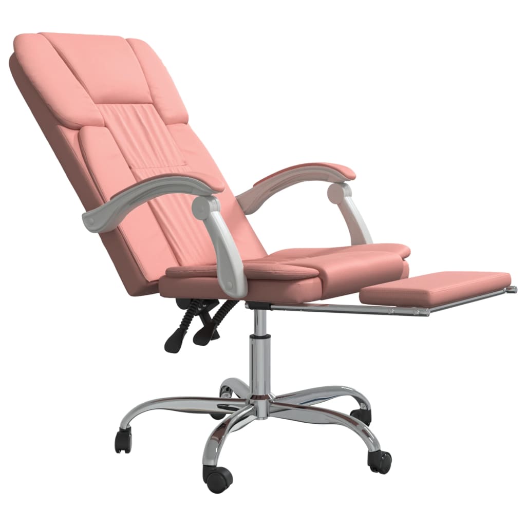 Silla de oficina reclinable cuero sintético rosa vidaXL