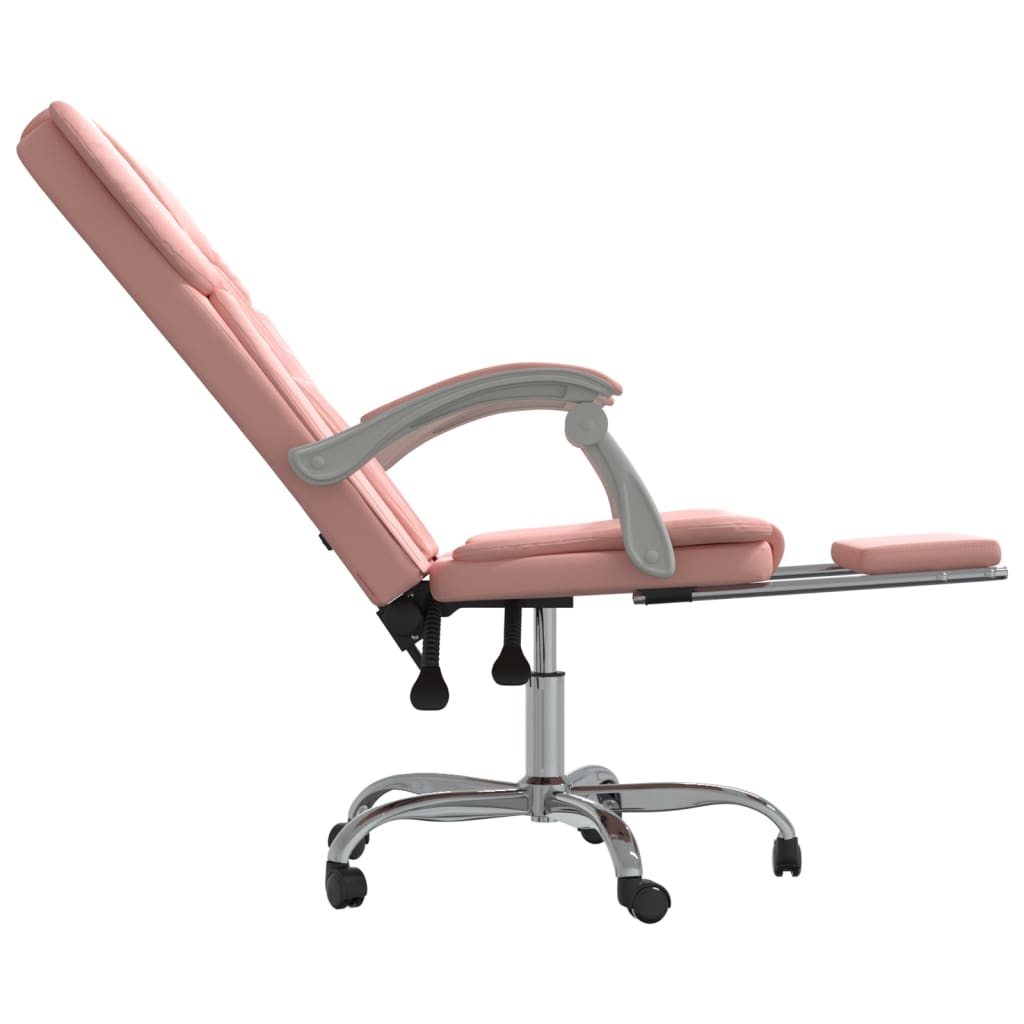 Silla de oficina reclinable cuero sintético rosa vidaXL