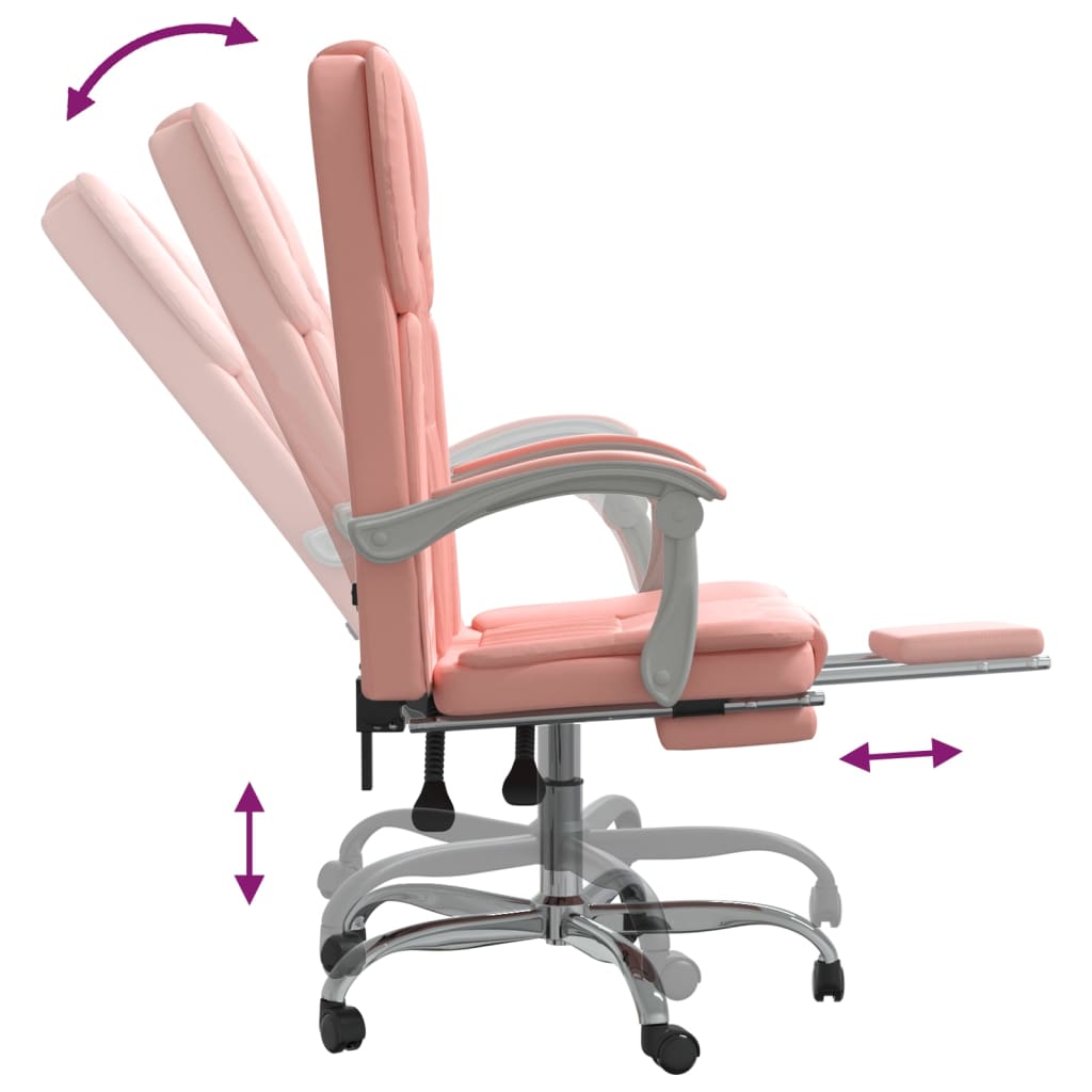 Silla de oficina reclinable cuero sintético rosa vidaXL