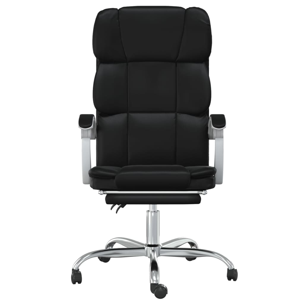 Black synthetic leather reclining office chair