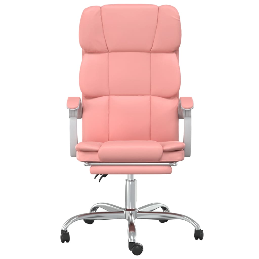 Reclinable Office Chair Pink synthetic leather