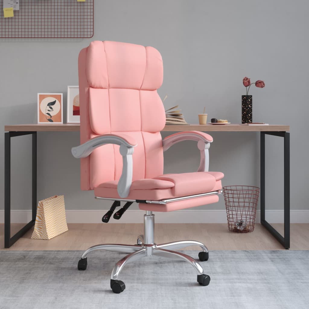 Vetonek Silla de oficina reclinable cuero sintético rosa