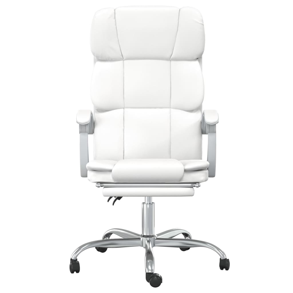 Silla de oficina reclinable cuero sintético blanco