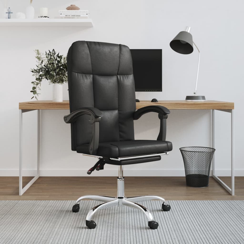 Vetonek Silla de oficina reclinable cuero sintético negro