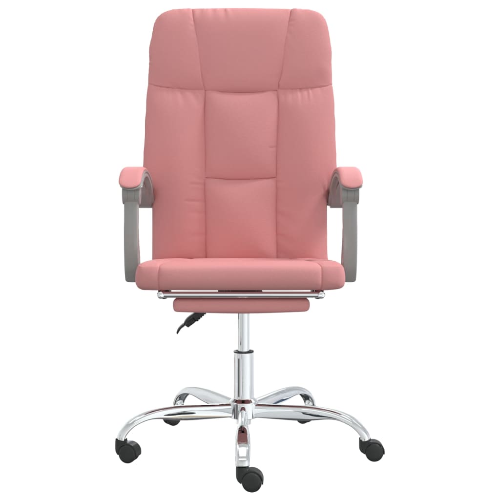 Reclinable Office Chair Pink synthetic leather