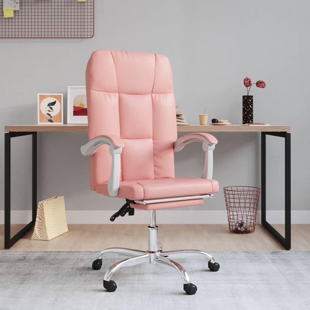 Vetonek Silla de oficina reclinable cuero sintético rosa