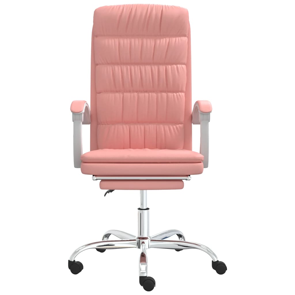 Reclinable Office Chair Pink synthetic leather