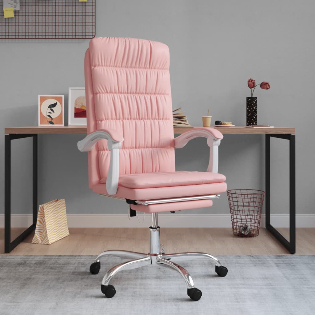 Vetonek Silla de oficina reclinable cuero sintético rosa