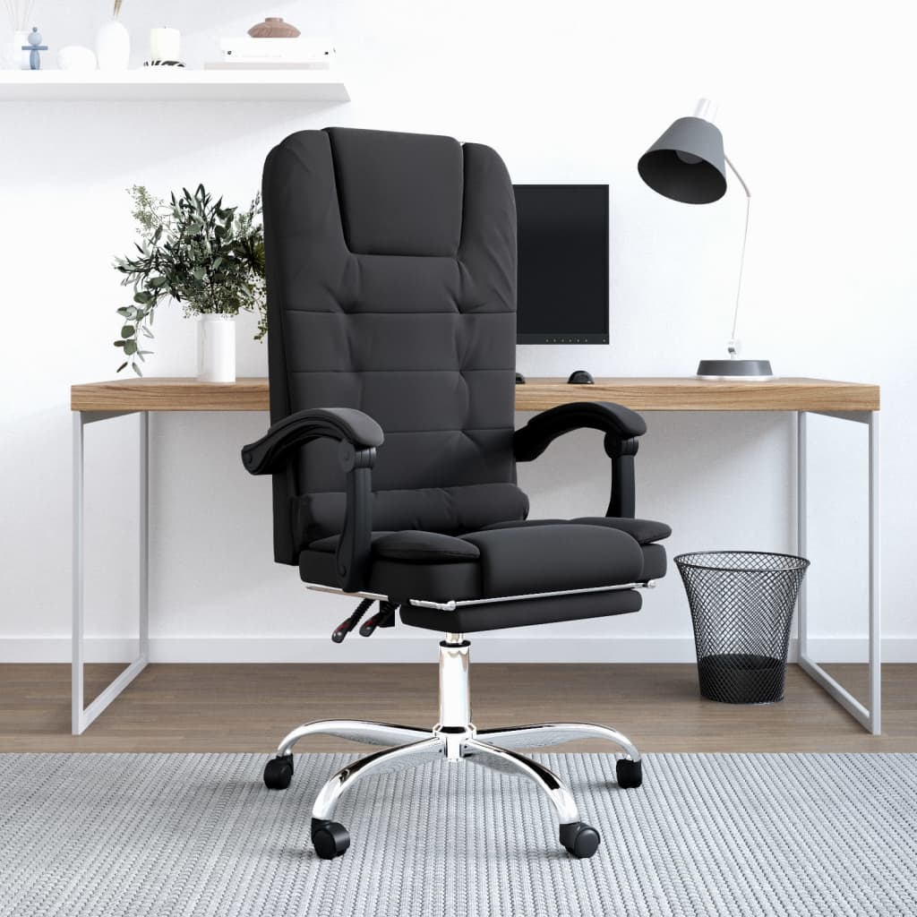 Vetonek Silla de oficina reclinable con masaje terciopelo negro