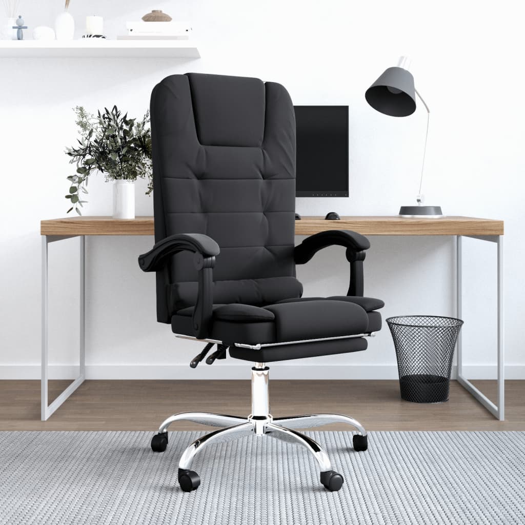 Vetonek Silla de oficina reclinable masaje cuero sintético negro