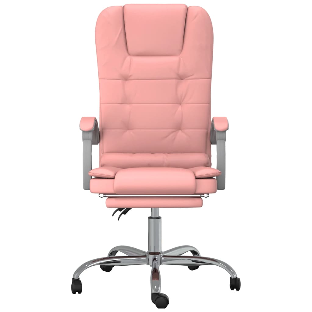 Reclining office chair pink synthetic massage