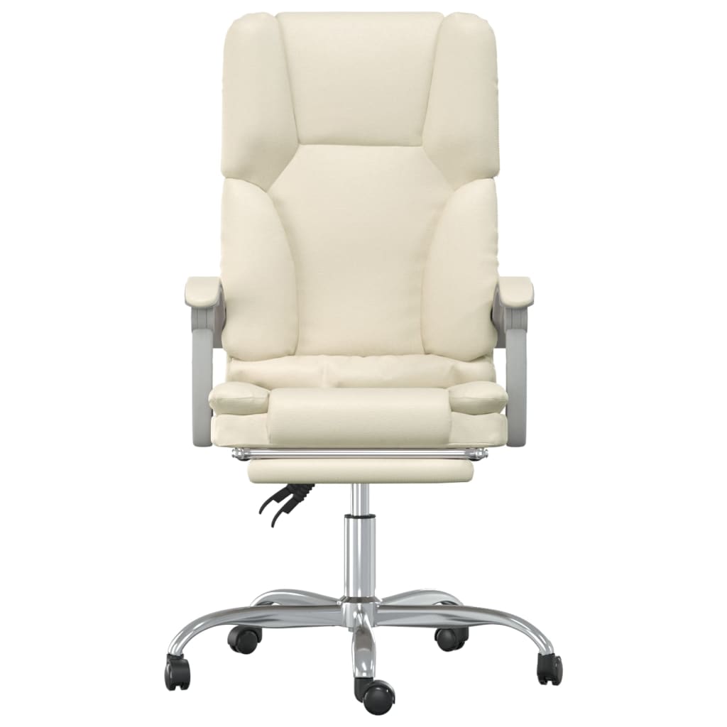 Silla de oficina reclinable masaje cuero sintético color crema vidaXL