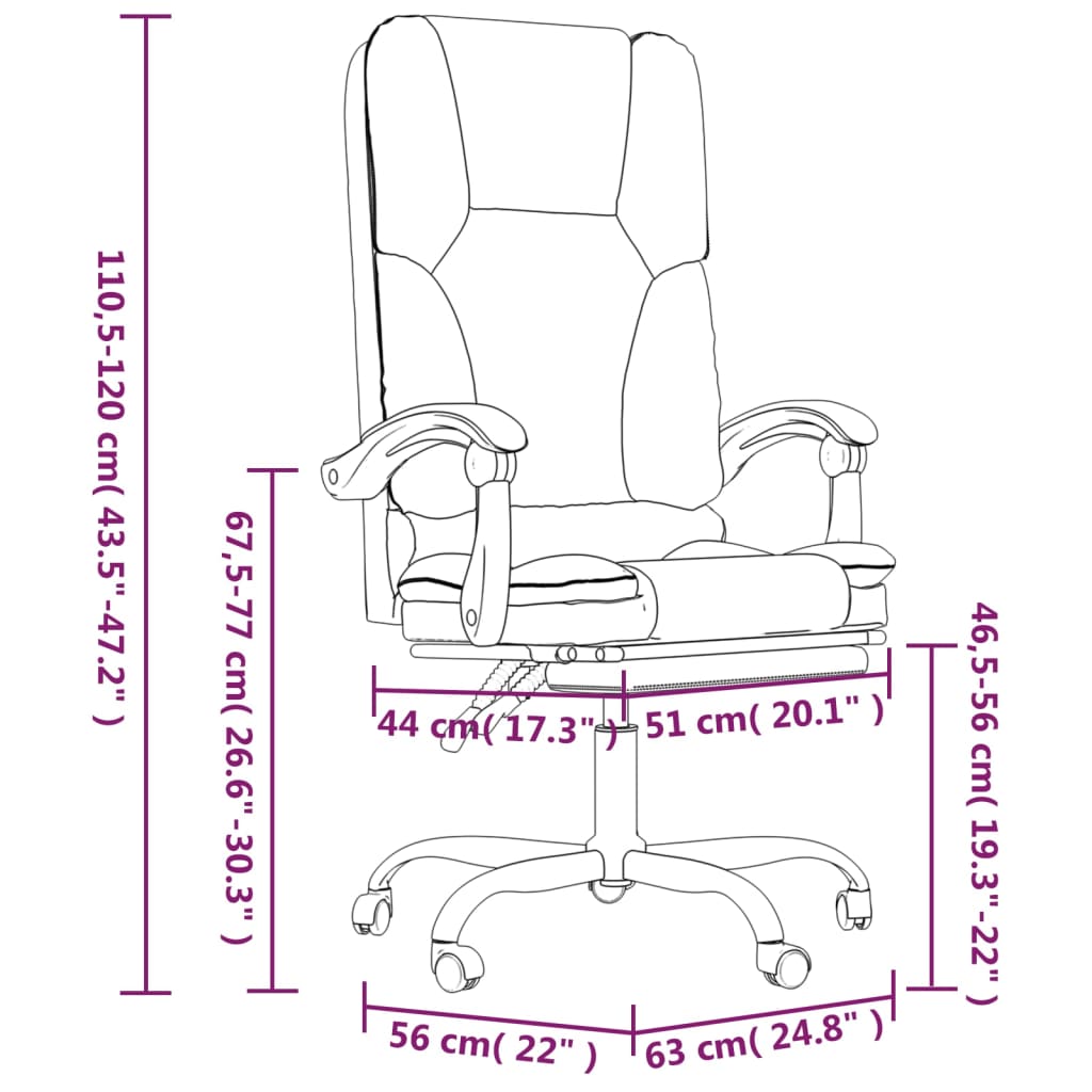 Silla de oficina reclinable masaje cuero sintético color crema vidaXL