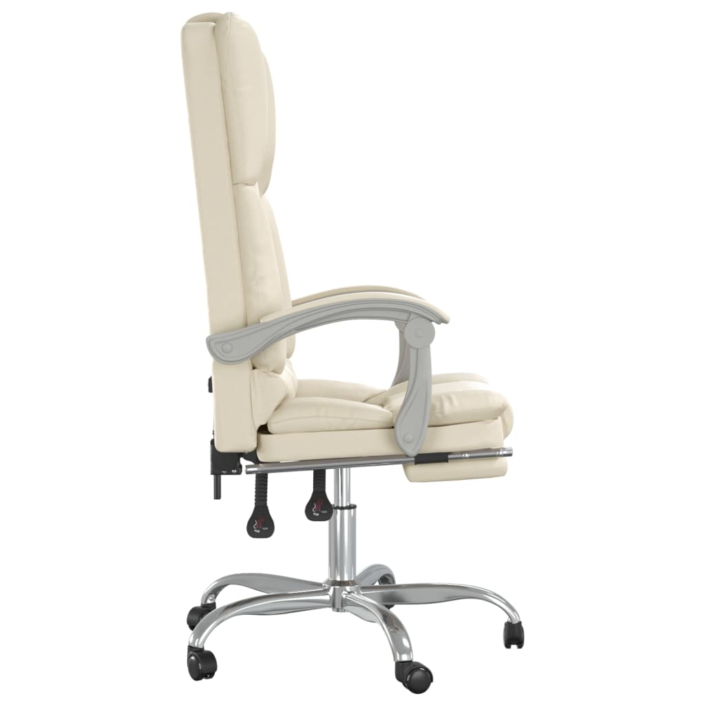 Silla de oficina reclinable masaje cuero sintético color crema vidaXL