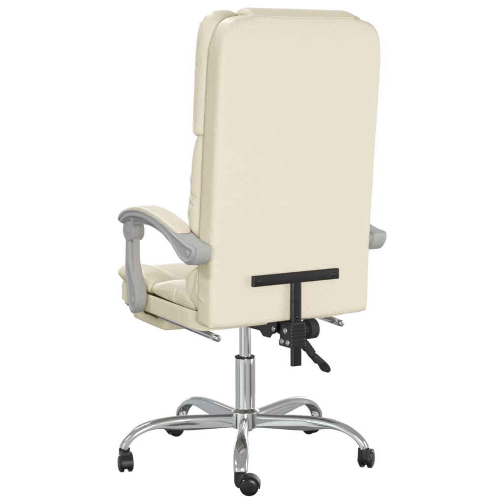 Silla de oficina reclinable masaje cuero sintético color crema vidaXL