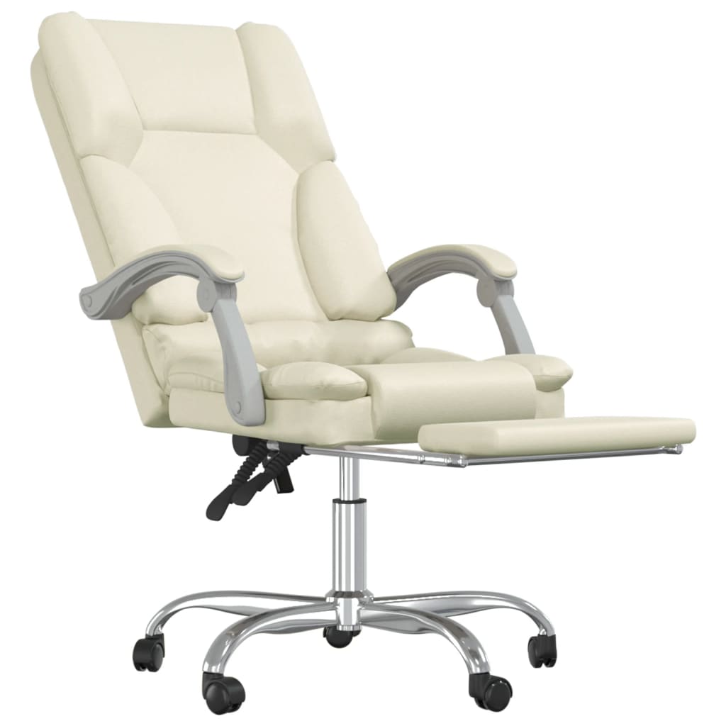 Silla de oficina reclinable masaje cuero sintético color crema vidaXL