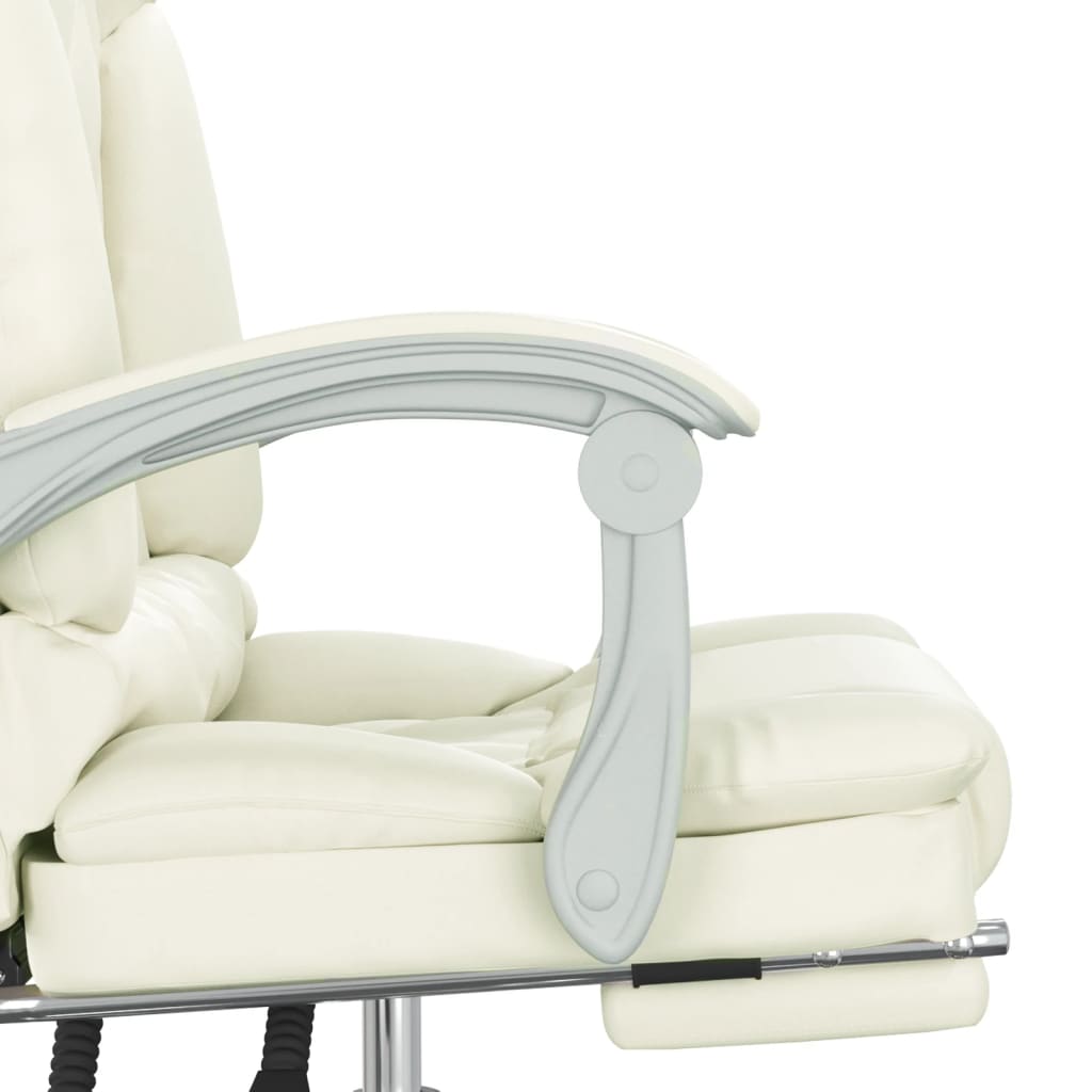 Silla de oficina reclinable masaje cuero sintético color crema vidaXL