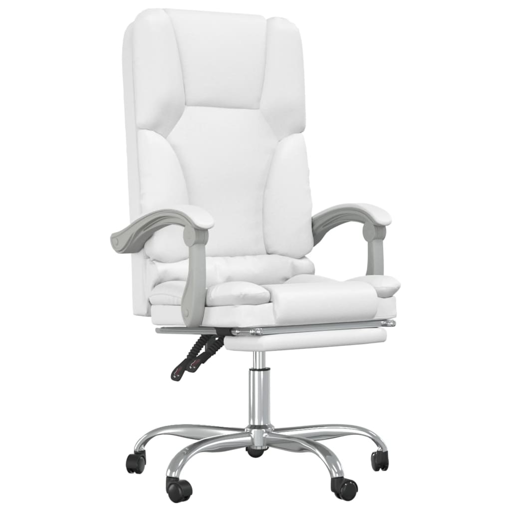 Silla de oficina reclinable masaje cuero sintético blanco vidaXL