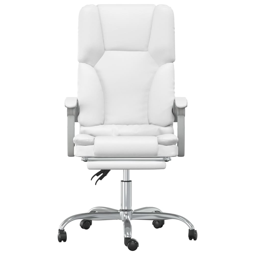 Silla de oficina reclinable masaje cuero sintético blanco vidaXL