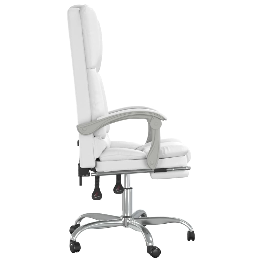 Silla de oficina reclinable masaje cuero sintético blanco vidaXL