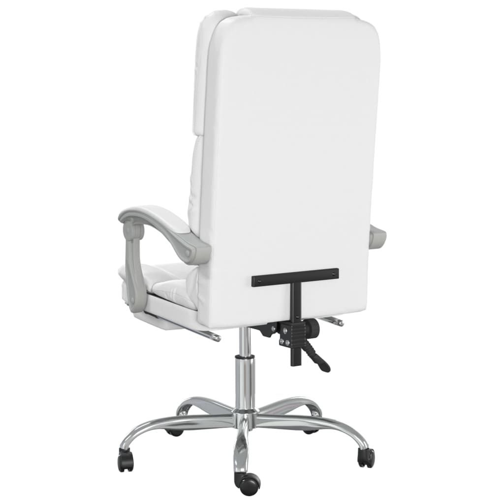 Silla de oficina reclinable masaje cuero sintético blanco vidaXL