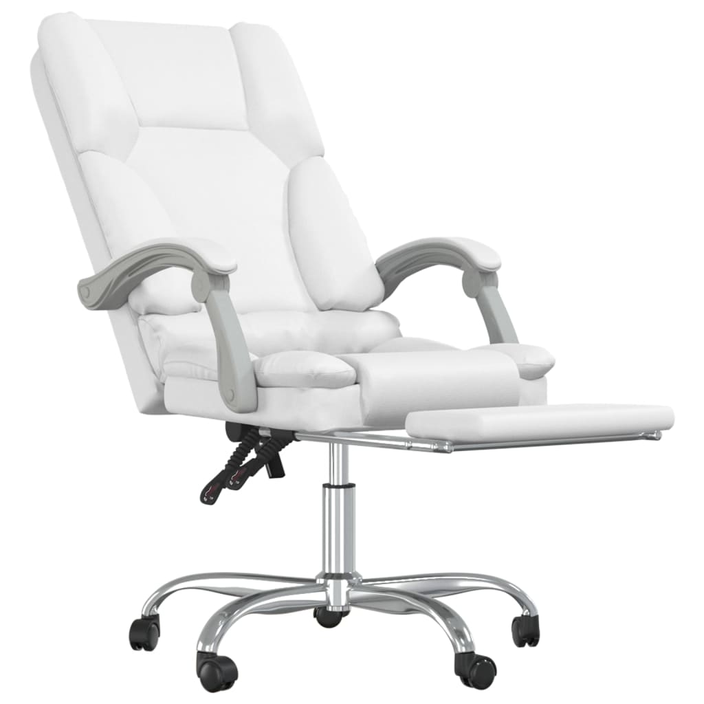 Silla de oficina reclinable masaje cuero sintético blanco vidaXL