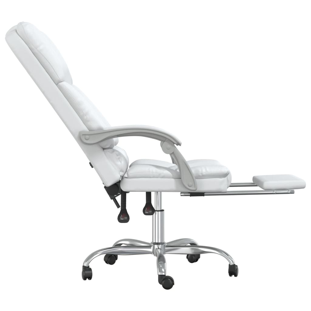 Silla de oficina reclinable masaje cuero sintético blanco vidaXL