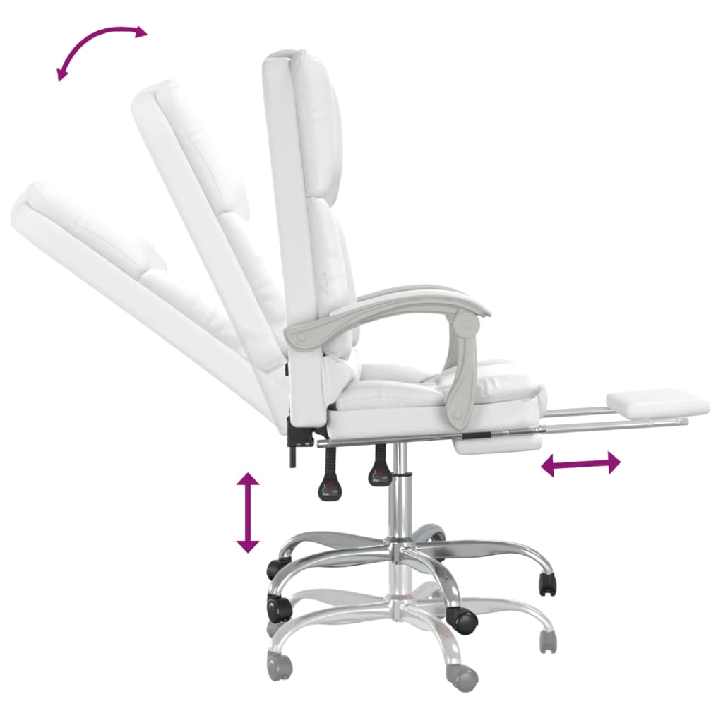 Silla de oficina reclinable masaje cuero sintético blanco vidaXL